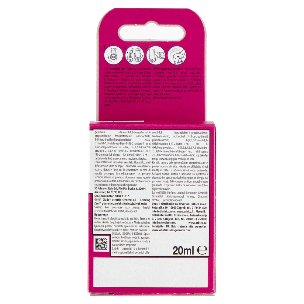 Glade® Liquido Elettrico Ricarica, Profumatore per ambienti, Fragranza Relaxing Zen 20ml